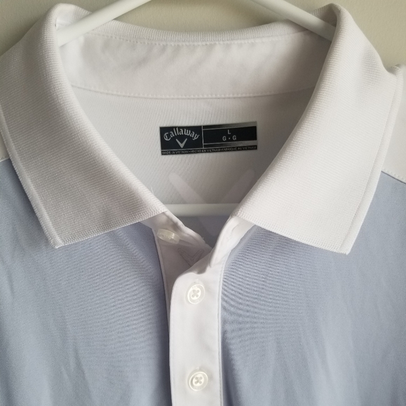MENS SIZE LARGE WHITE CALLAWAY GOLF POLO - Picture 2 of 3